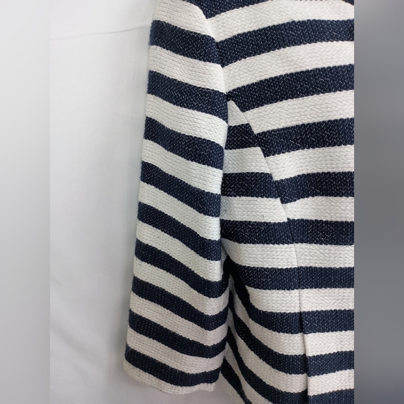 JONES NEW YORK Navy White Striped Nautical Blazer work pinstriped size 12 - Picture 6 of 11
